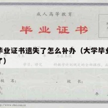 大学毕业证书遗失了怎么补办（大学毕业证书弄丢了）