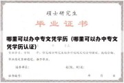 哪里可以办中专文凭学历（哪里可以办中专文凭学历认证）