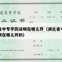 湖北省中专学历证明在哪儿开（湖北省中专学历证明在哪儿开的）