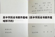 高中学历证书原件是啥（高中学历证书原件是啥样子的）