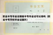 职业中专毕业证模板中专毕业证可以用吗（职业中专学校毕业证图片）