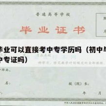 初中毕业可以直接考中专学历吗（初中毕业可以考中专证吗）