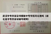 武汉中专毕业证书模板中专学历可以用吗（湖北省中专毕业证编号规则）