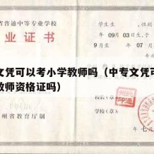 中专文凭可以考小学教师吗（中专文凭可以考小学教师资格证吗）