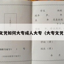 专科文凭如何大专成人大专（大专文凭怎样）