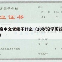 只有高中文凭能干什么（20岁没学历该干点什么）