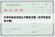 大学毕业证书怎么下载电子版（大学毕业证 电子版）