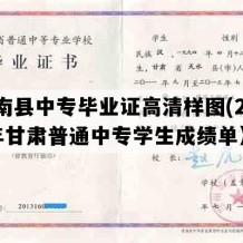 肃南县中专毕业证高清样图(2001年甘肃普通中专学生成绩单）