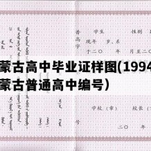 内蒙古高中毕业证样图(1994年内蒙古普通高中编号）