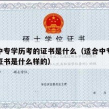 适合中专学历考的证书是什么（适合中专学历考的证书是什么样的）