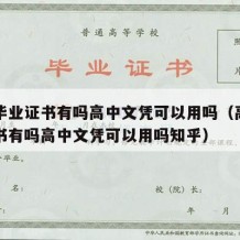 高中毕业证书有吗高中文凭可以用吗（高中毕业证书有吗高中文凭可以用吗知乎）