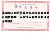 阜阳幼儿师范高等专科学校自考毕业证图片样本（安徽成人自考毕业证电子版图）