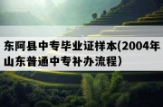 东阿县中专毕业证样本(2004年山东普通中专补办流程）