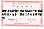 黑龙江幼儿师范高等专科学校自考毕业证图片样本（黑龙江自考毕业证图片）