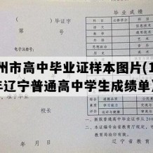 盖州市高中毕业证样本图片(1991年辽宁普通高中学生成绩单）