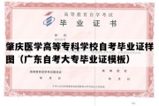 肇庆医学高等专科学校自考毕业证样图（广东自考大专毕业证模板）