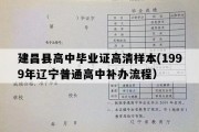 建昌县高中毕业证高清样本(1999年辽宁普通高中补办流程）