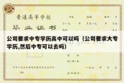 公司要求中专学历高中可以吗（公司要求大专学历,然后中专可以去吗）