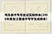 鸡东县中专毕业证实拍样本(1990年黑龙江普通中专学生成绩单）