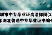 宜城市中专毕业证高清样图(2021年湖北普通中专毕业证书编号）