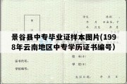 景谷县中专毕业证样本图片(1998年云南地区中专学历证书编号）