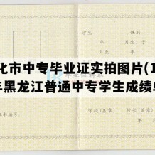 绥化市中专毕业证实拍图片(1995年黑龙江普通中专学生成绩单）