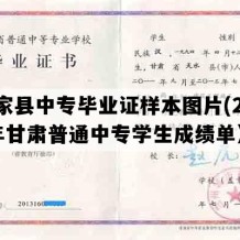 张家县中专毕业证样本图片(2007年甘肃普通中专学生成绩单）