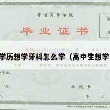 高中学历想学牙科怎么学（高中生想学牙医）