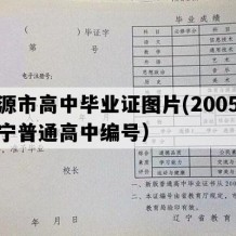 凌源市高中毕业证图片(2005年辽宁普通高中编号）