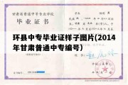 环县中专毕业证样子图片(2014年甘肃普通中专编号）