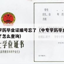 中专学历毕业证编号忘了（中专学历毕业证编号忘了怎么查询）