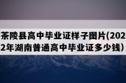 茶陵县高中毕业证样子图片(2022年湖南普通高中毕业证多少钱）