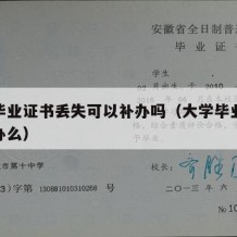 大学毕业证书丢失可以补办吗（大学毕业证书能补办么）