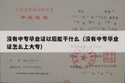 没有中专毕业证以后能干什么（没有中专毕业证怎么上大专）