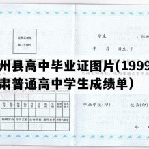 瓜州县高中毕业证图片(1999年甘肃普通高中学生成绩单）