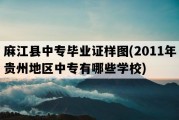 麻江县中专毕业证样图(2011年贵州地区中专有哪些学校)