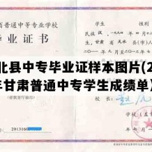 肃北县中专毕业证样本图片(2001年甘肃普通中专学生成绩单）