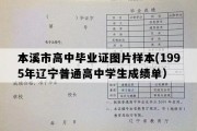 本溪市高中毕业证图片样本(1995年辽宁普通高中学生成绩单）