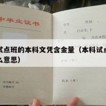 本科试点班的本科文凭含金量（本科试点学校是什么意思）