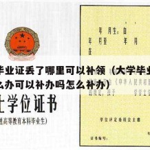 大学毕业证丢了哪里可以补领（大学毕业证丢了怎么办可以补办吗怎么补办）