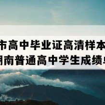 湘乡市高中毕业证高清样本(2004年湖南普通高中学生成绩单）