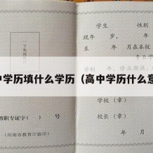 高中学历填什么学历（高中学历什么意思）