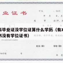 有本科毕业证没学位证算什么学历（有本科毕业证书没有学位证书）