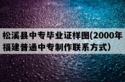 松溪县中专毕业证样图(2000年福建普通中专制作联系方式）