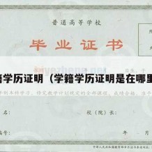 学籍学历证明（学籍学历证明是在哪里开）