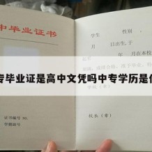 中专毕业证是高中文凭吗中专学历是什么