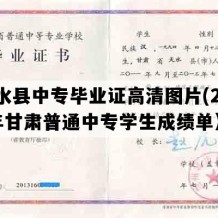 合水县中专毕业证高清图片(2005年甘肃普通中专学生成绩单）