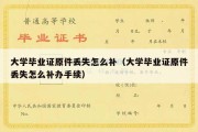 大学毕业证原件丢失怎么补（大学毕业证原件丢失怎么补办手续）