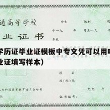 中专学历证毕业证模板中专文凭可以用吗（中专毕业证填写样本）