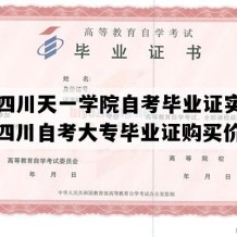 民办四川天一学院自考毕业证实拍图片（四川自考大专毕业证购买价格）